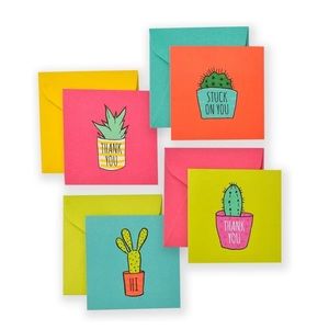 Zoomerang Cactus Doodle Mini Thanks & Note Card Boxed Set, 16 ct